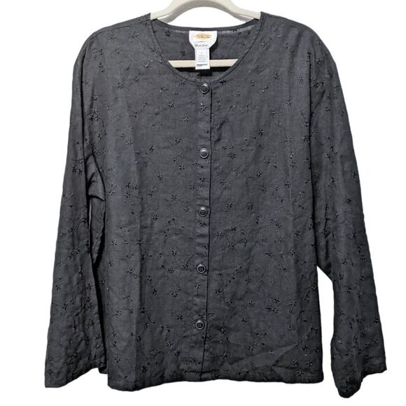TALBOTS 100% Linen Embroidered Button Up Shirt L - Picture 6 of 6